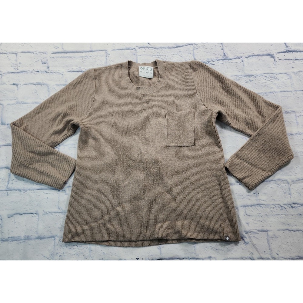 FIGS Sweater WOMENS SIZE L Long Sleeve Brown Ribbed Nurse Rn Loungewear